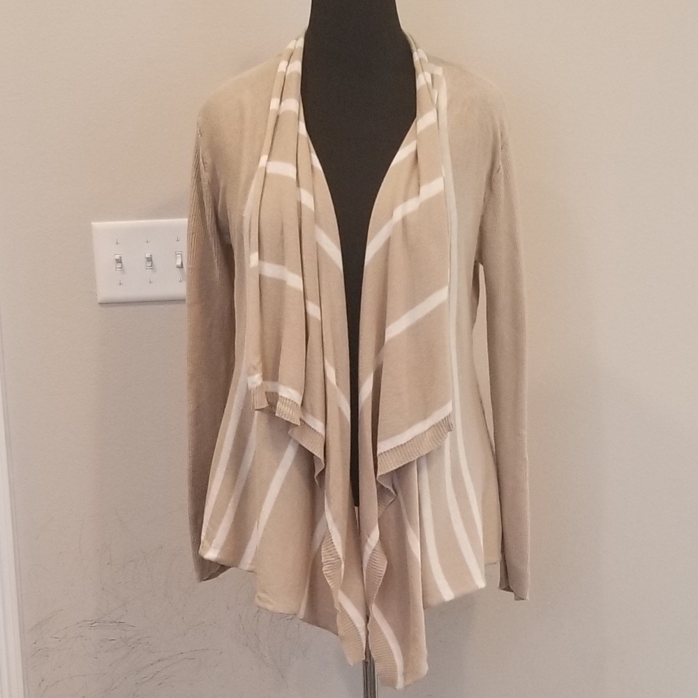 RXB beige and white cotton blend long sleeve cardigan size Large